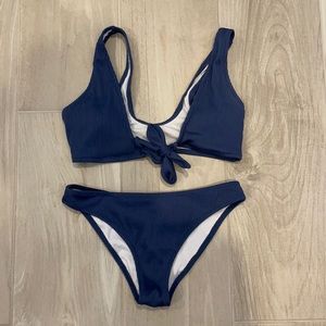 Cupshe Front Tie Navy Bikini